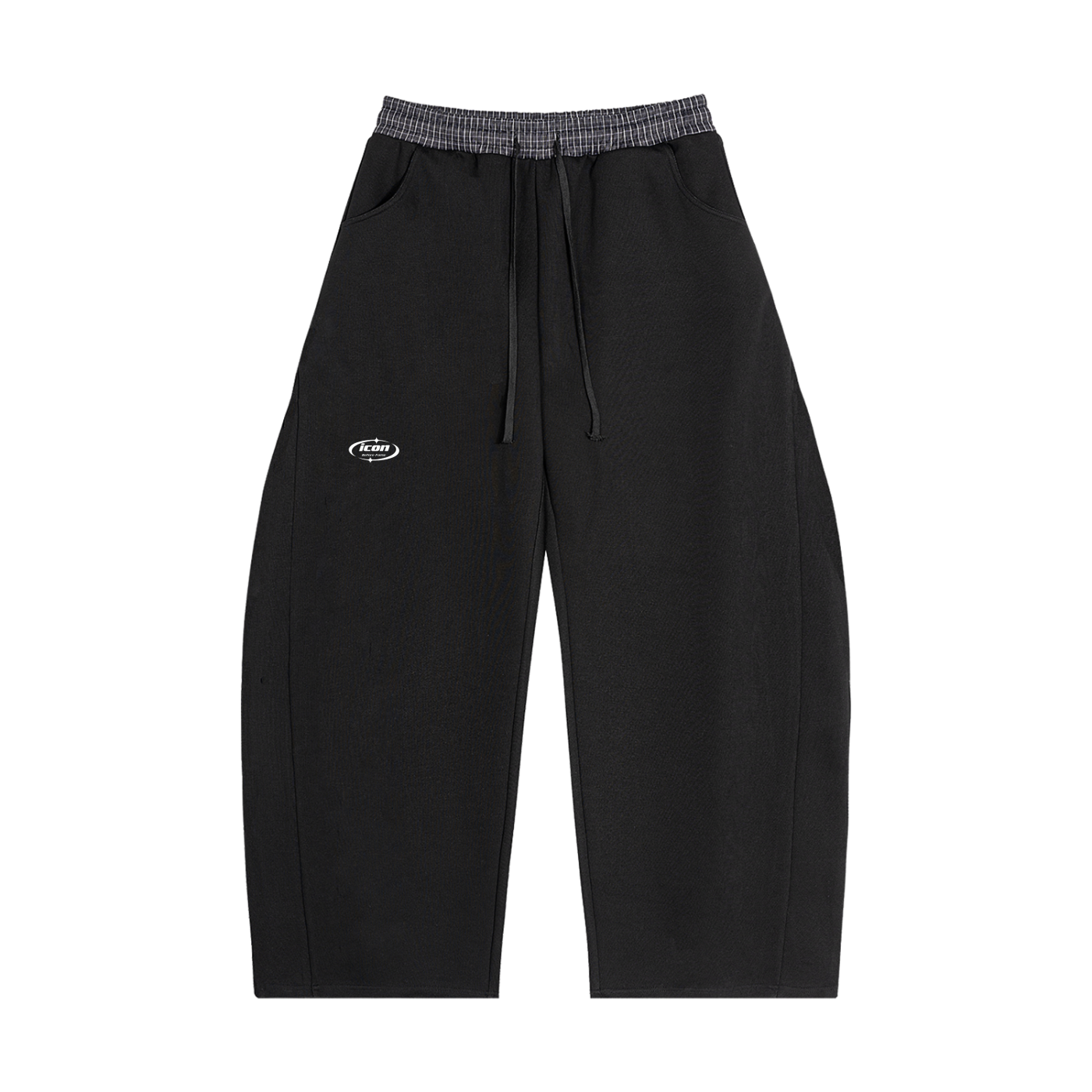 Icon Streetwear Plaid Waistband Barrel Sweatpants | Unisex Street Style